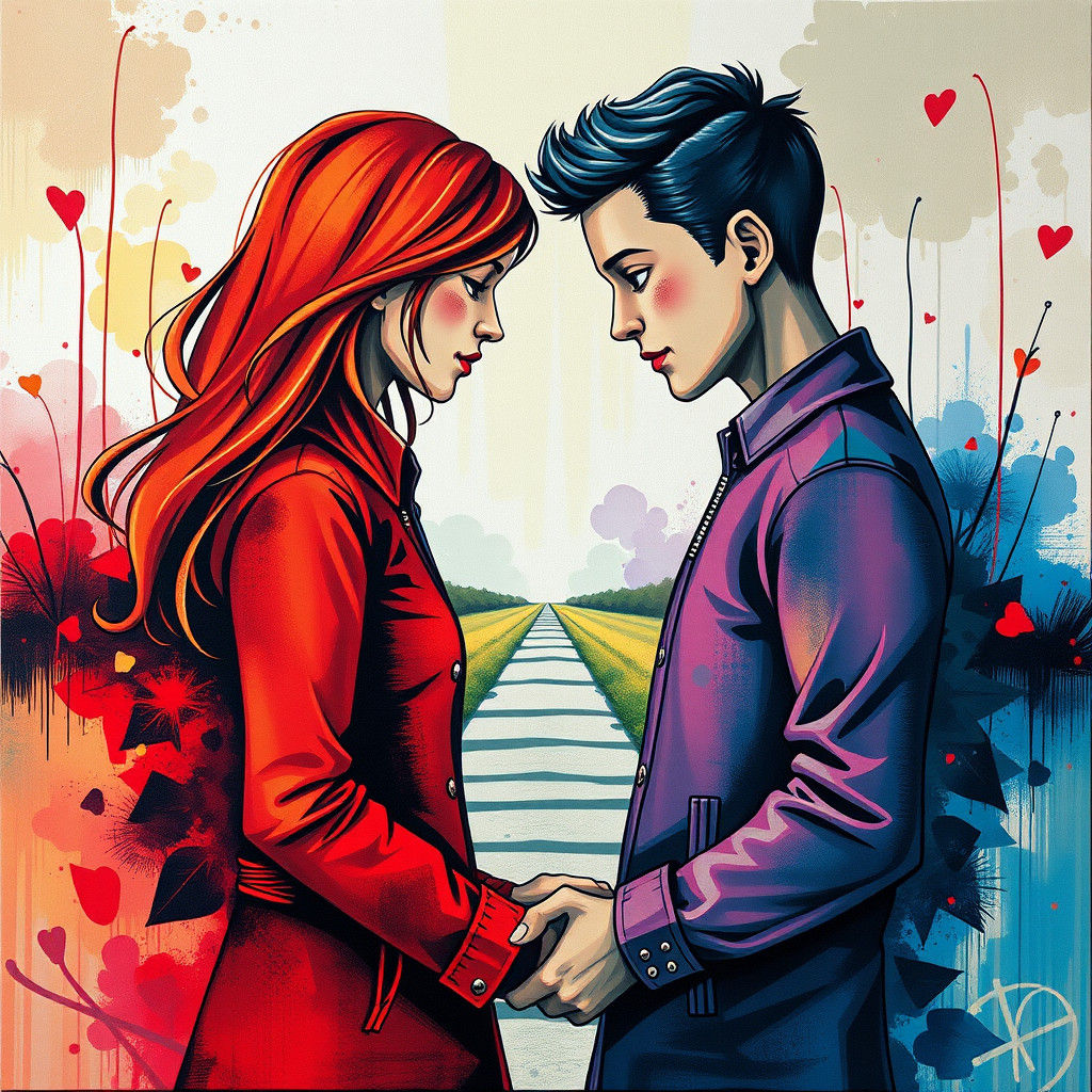 Graffiti Couple Portrait in Digital Pop Art Style