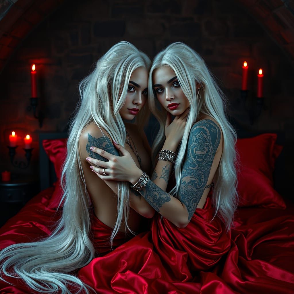 Gothic Beauty in Crimson Shadows