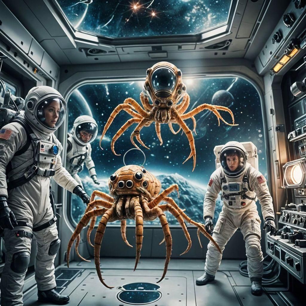 Futuristic Spider Crew on Spaceship