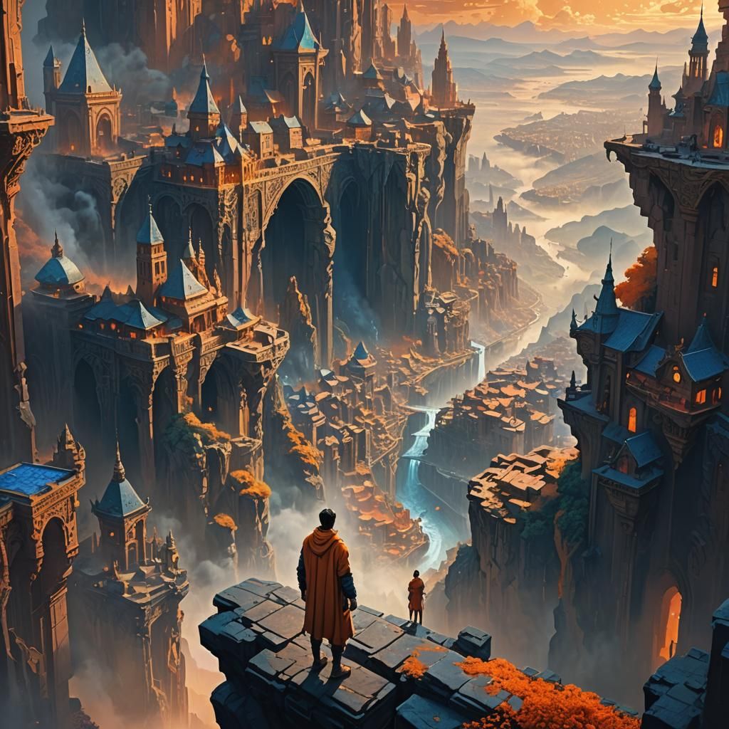 Fantasy Cityscape View: Matte Painting Style