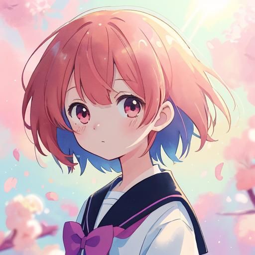 Anime Girl in Tokyo Sunset, Manga Style