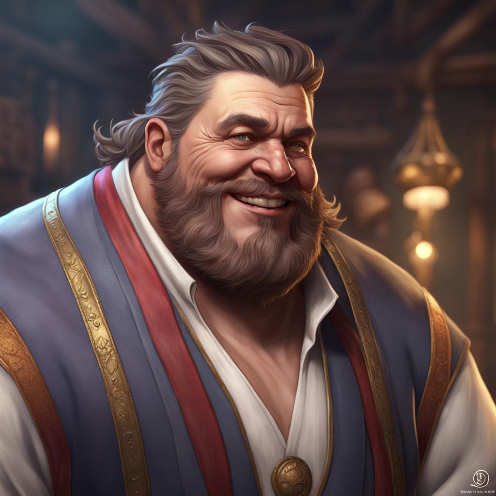 Greedy Merchant in Fantasy Art Style