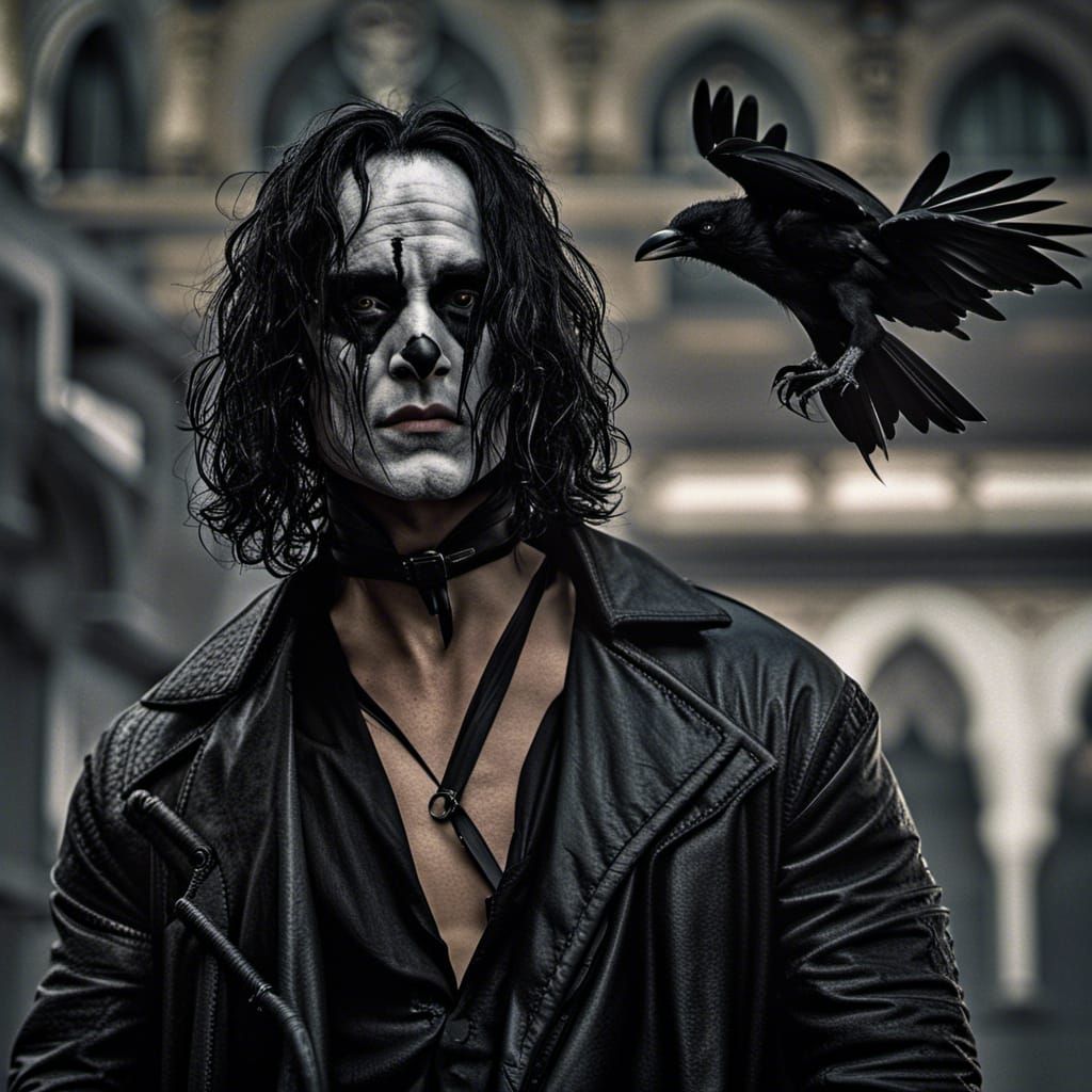 Brandon Lee as The Crow: Hyperrealistic Cinematic Shot