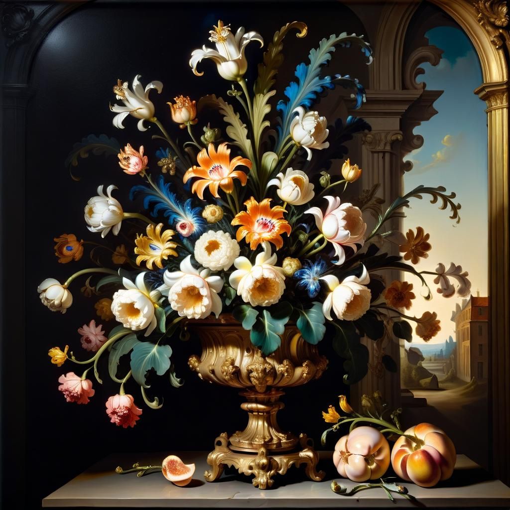 Baroque Floral Still Life in Dutch Golden Age Style