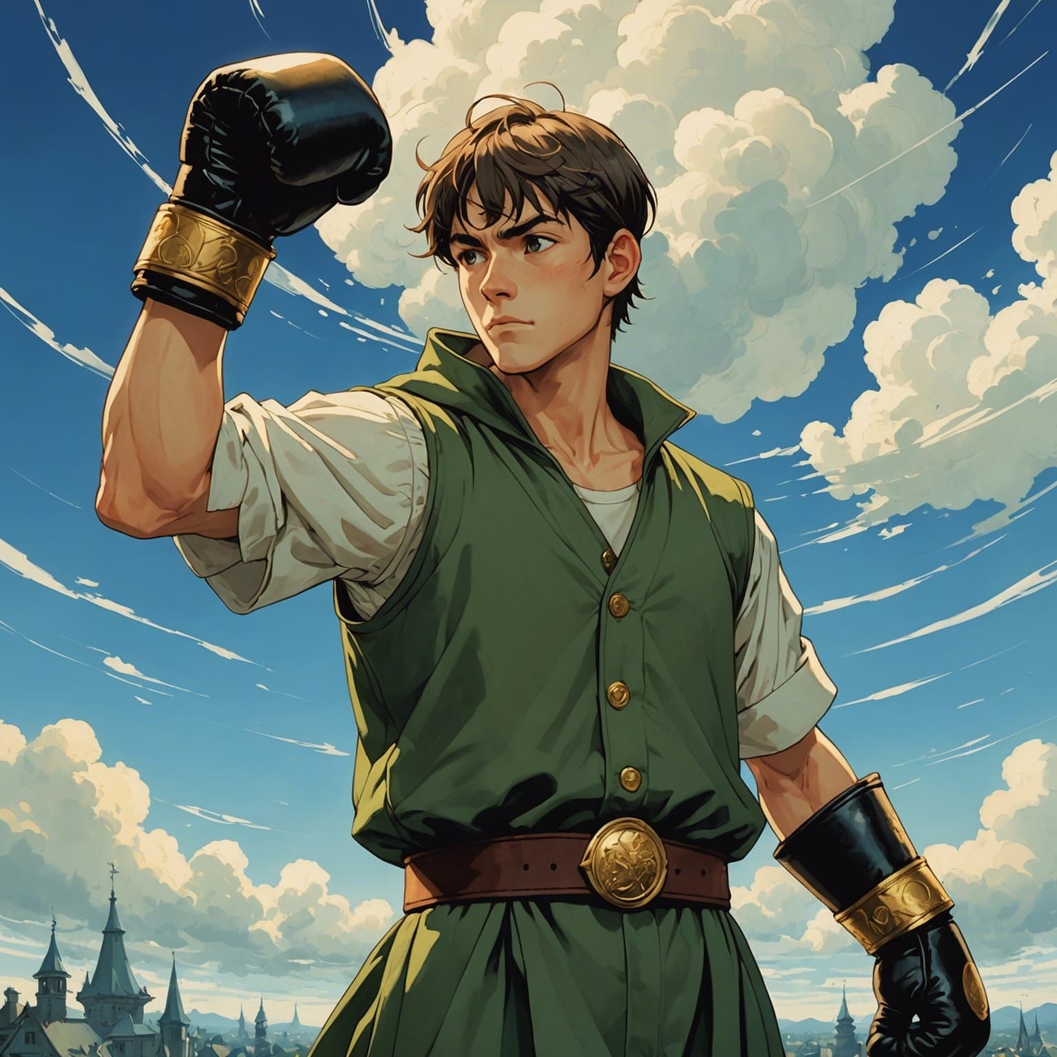 Baroque Boxer Portrait with Gloves