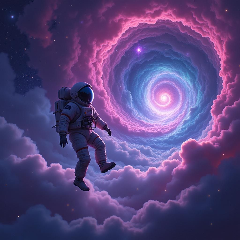 Cosmic Astronaut in Hypnotic Galaxy Dreamscape