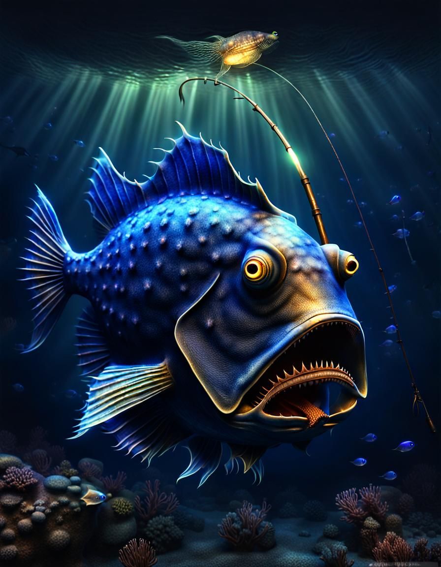 Deep Sea Anglerfish with Luminous Lure