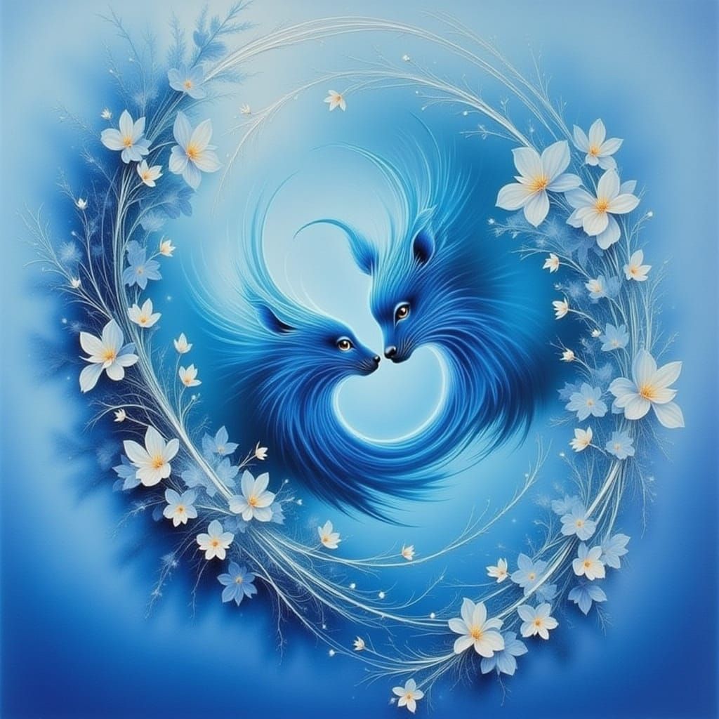 Abstract Blue Forms Representing Love