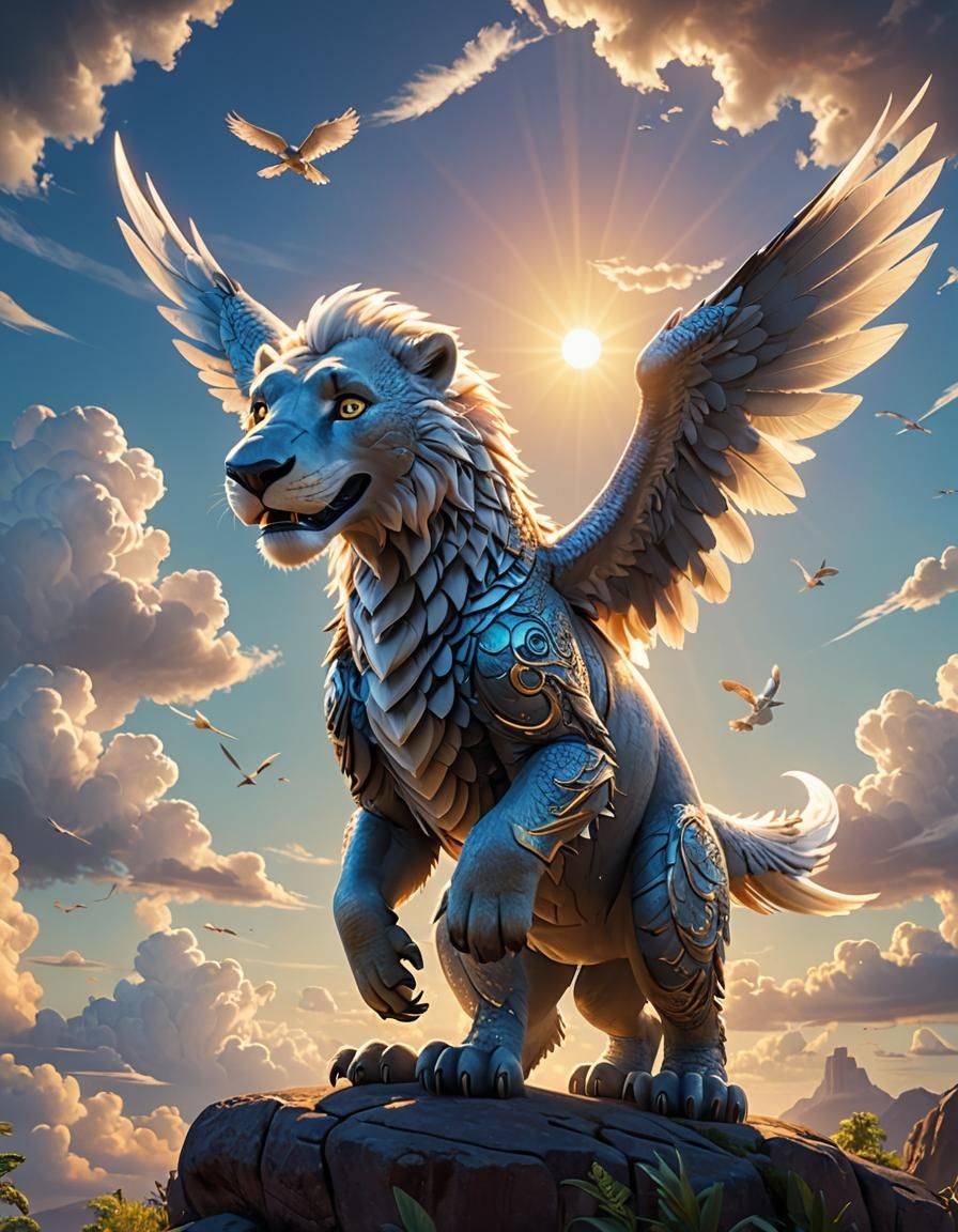 White Lion Concept Art in 3D Style