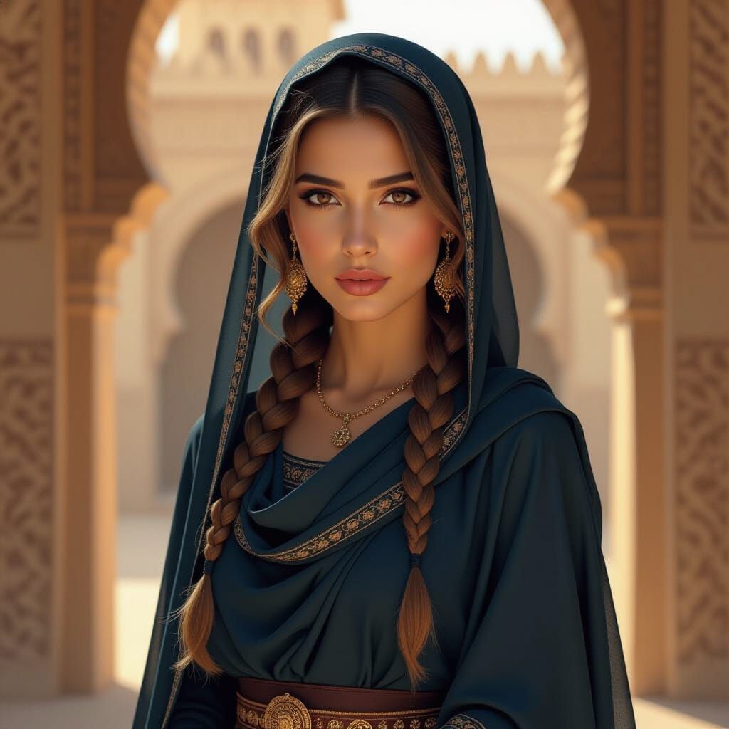 Arabian Woman in Blue Silks, Academic Style