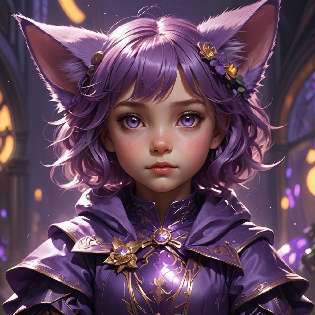 Girl in Kitten Costume, Detailed Digital Portrait