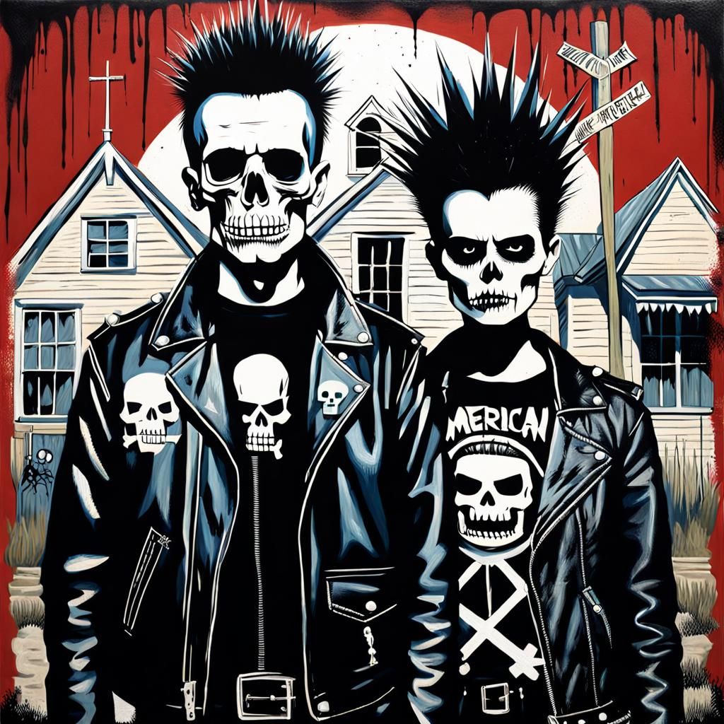 Gothpunk American Gothic Painting with Rebel Vibes