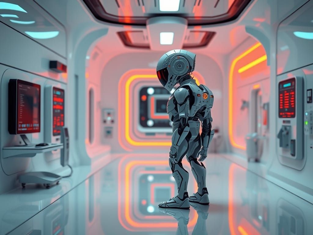 Sleek Quantum Supervisor in Neon-Lit Surgery Room Concept Ar...