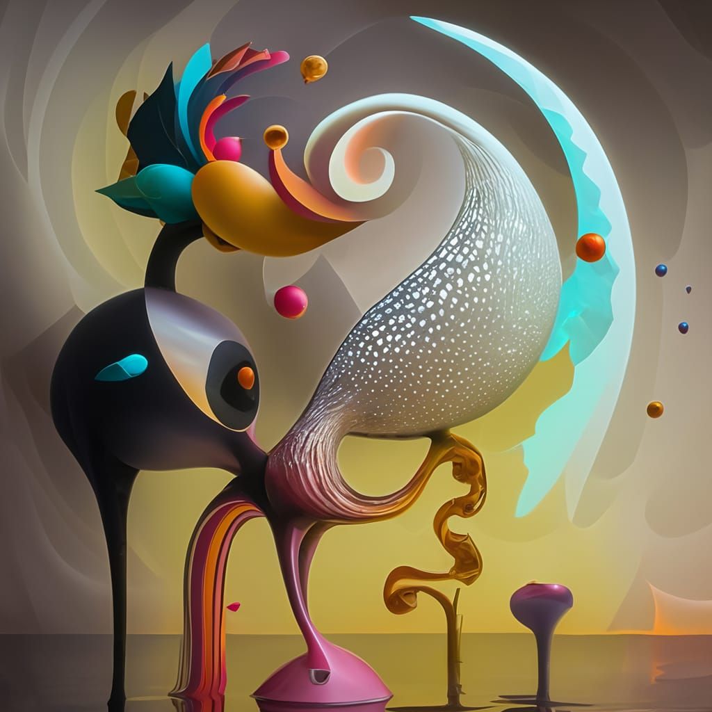 Surreal Shadow Heart in Birefringent Couture Style