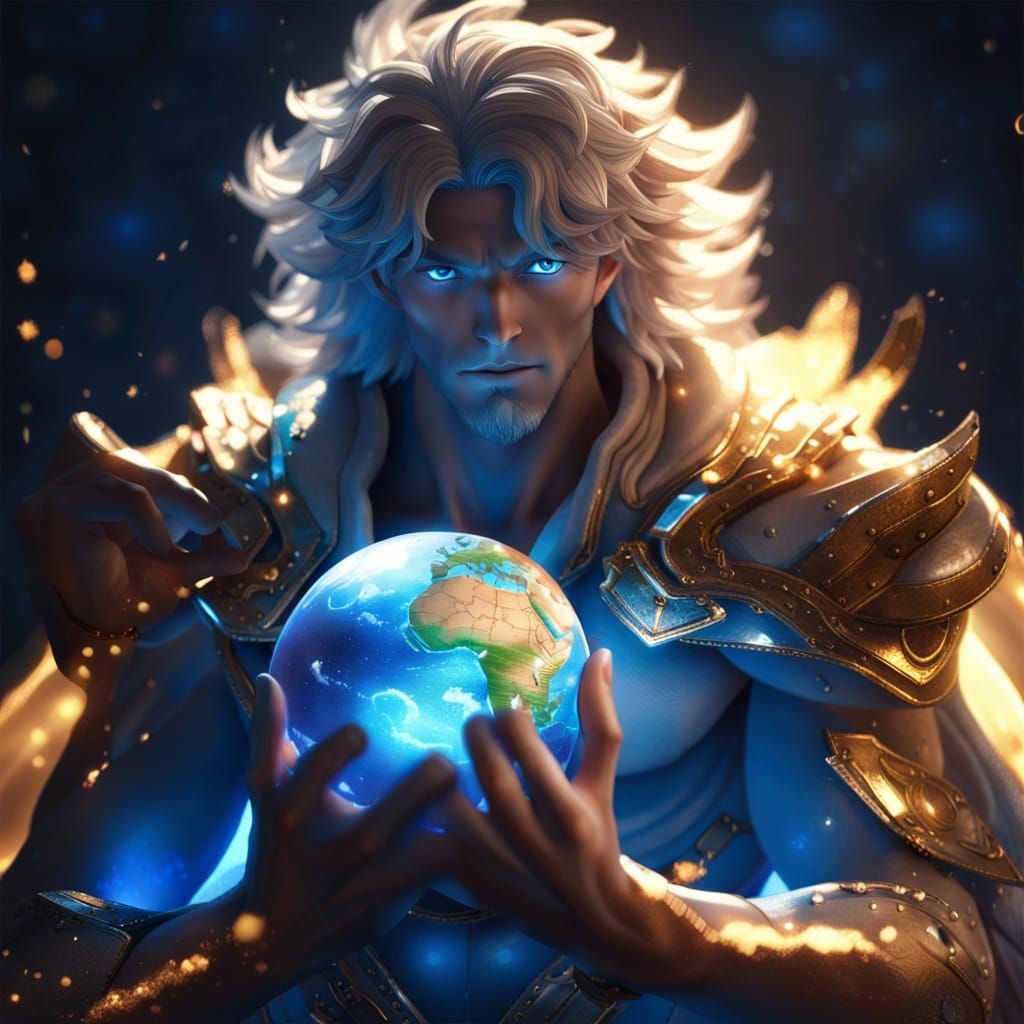 Atlas Holds Earth: Hyper-Realistic 3D Anime Art