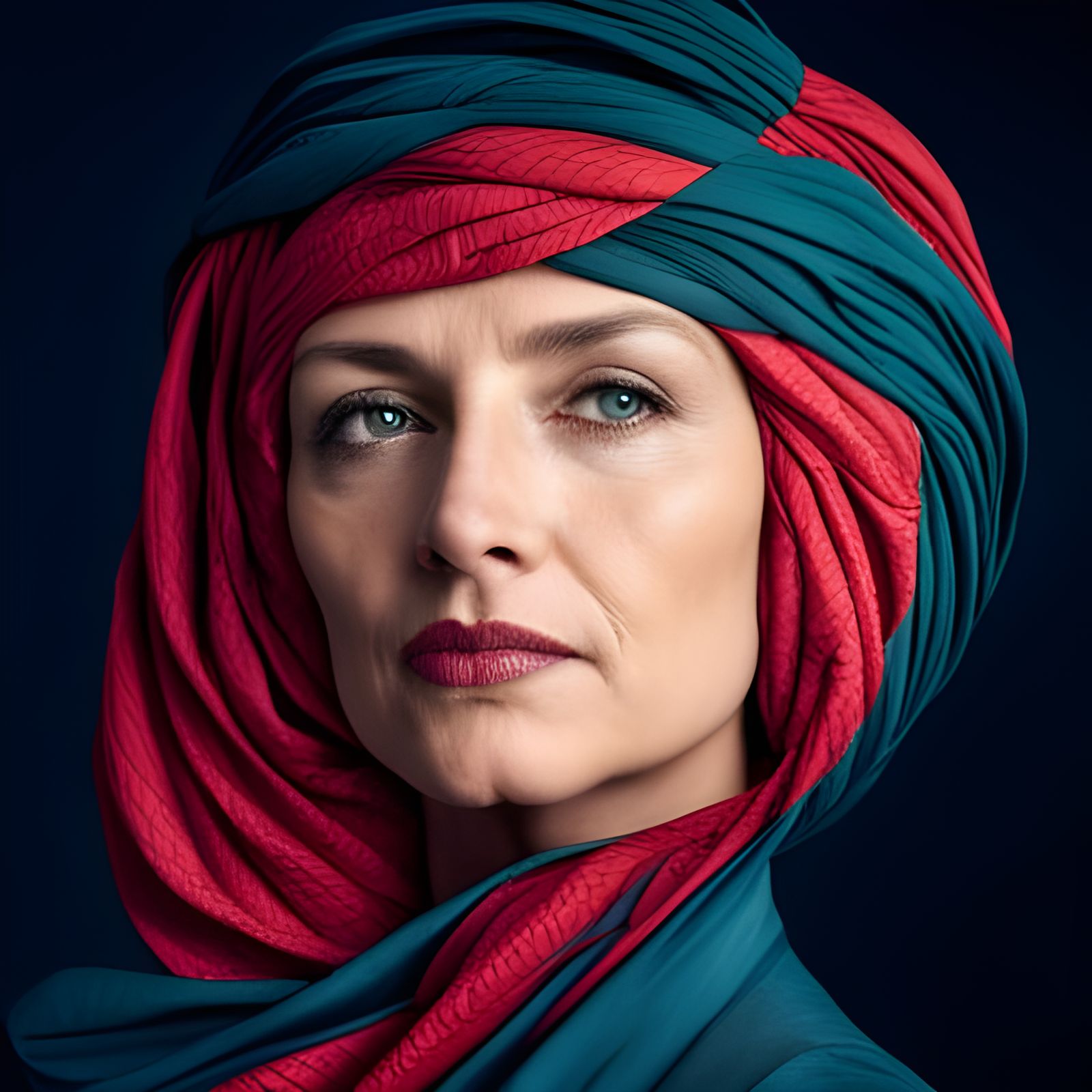 Goddess in Crimson Turban: Professional Portrait