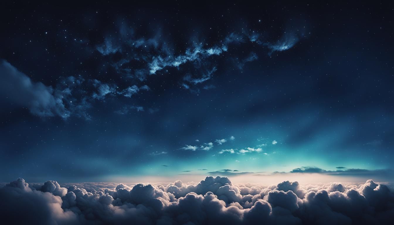 Dramatic Night Sky with Twinkling Stars in Cinematic Style