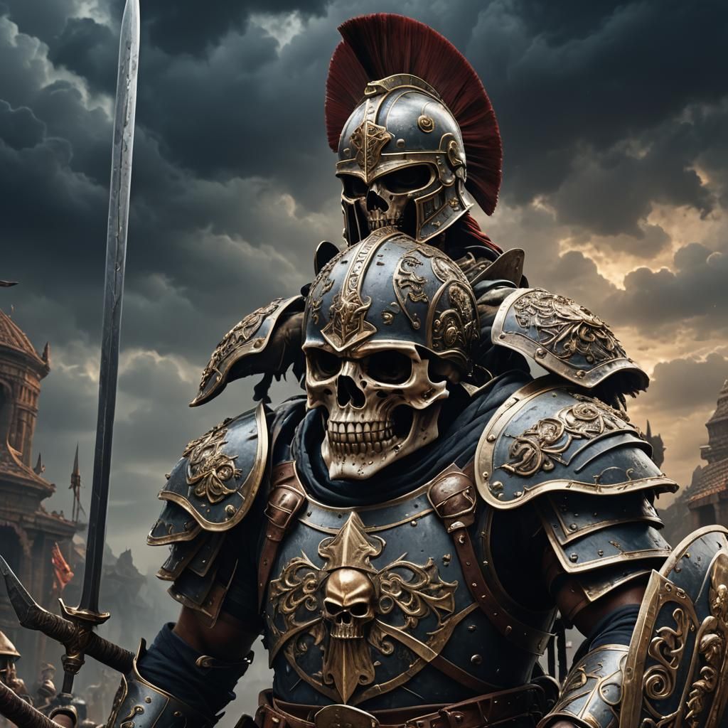 Gladiator Skull Portrait in Dark Fantasy Style