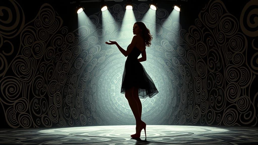 Flirtatious Woman Beckons with Infinite Silhouette