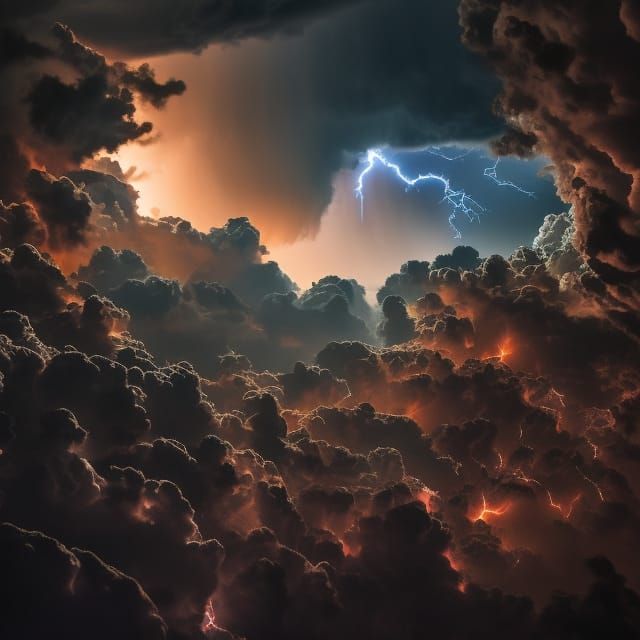 Planet Engulfed in Violent Thunderstorm with Lightning