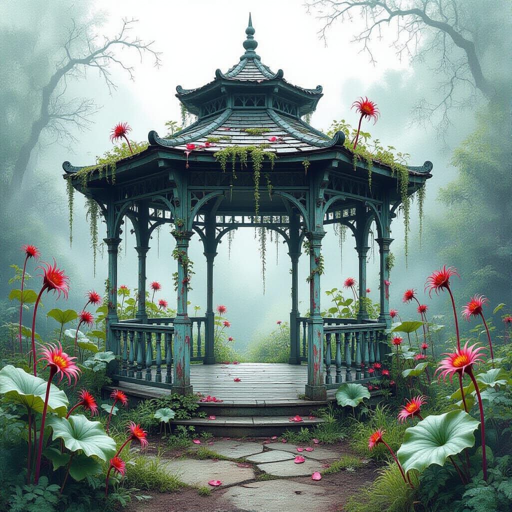 Gazebo in a creepy garden