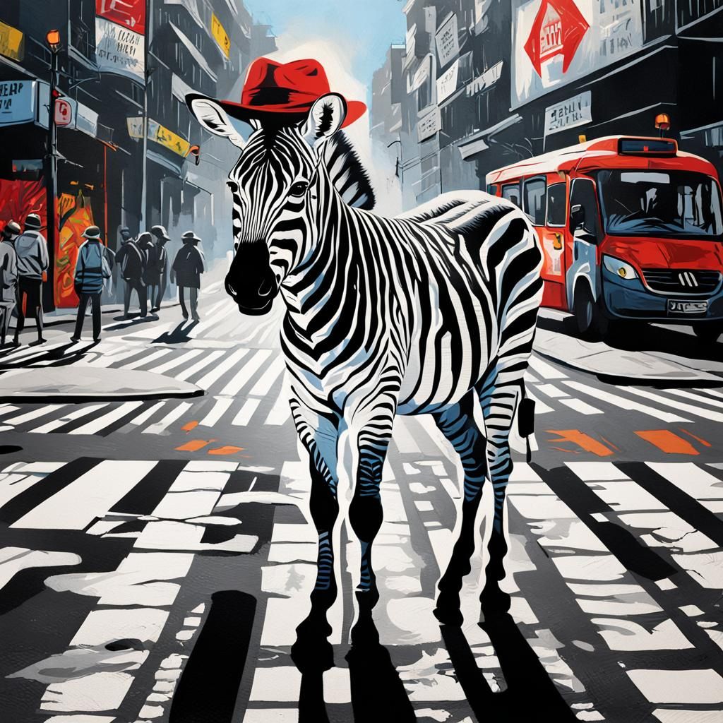 Zebra Crossing Street Art in Vibrant City