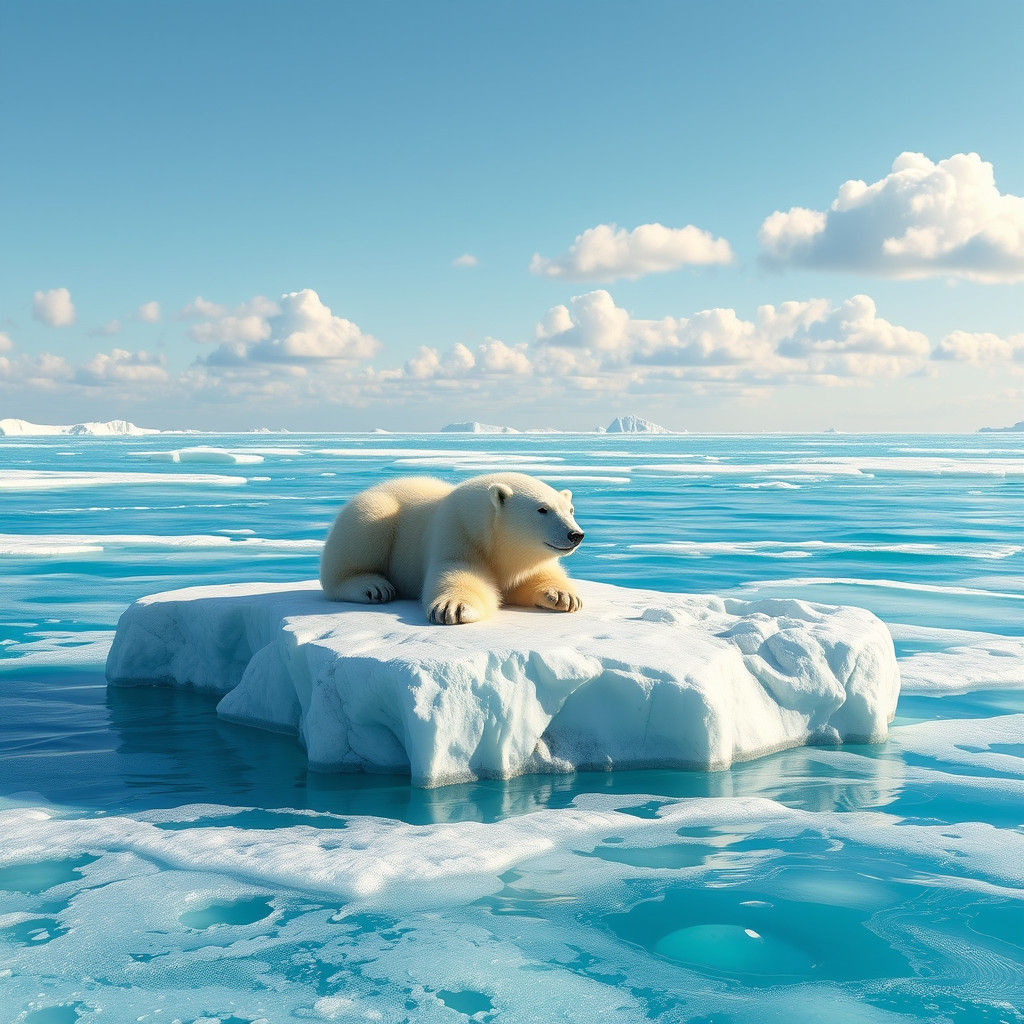 Polar Bear on Iceberg in Arctic Sunlight