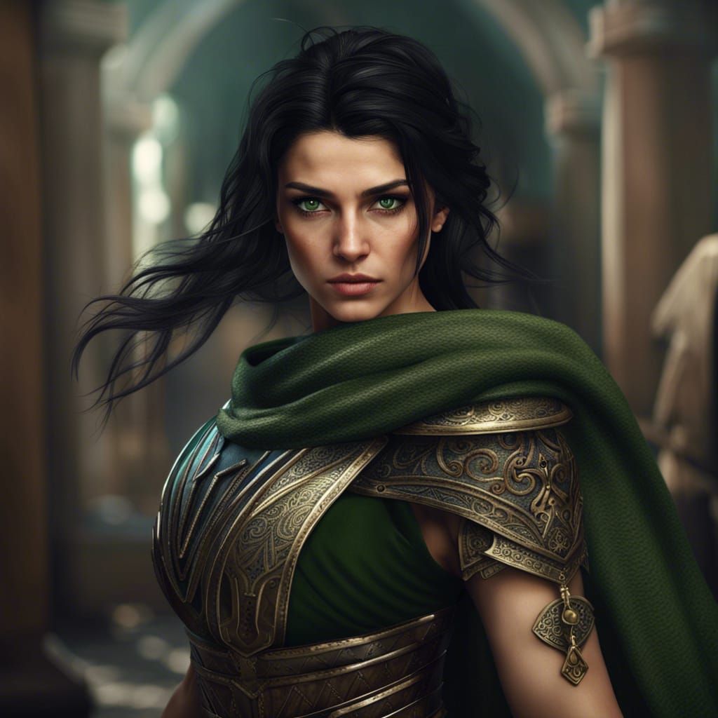 Beautiful Greek Warrior Girl Portrait in 8K