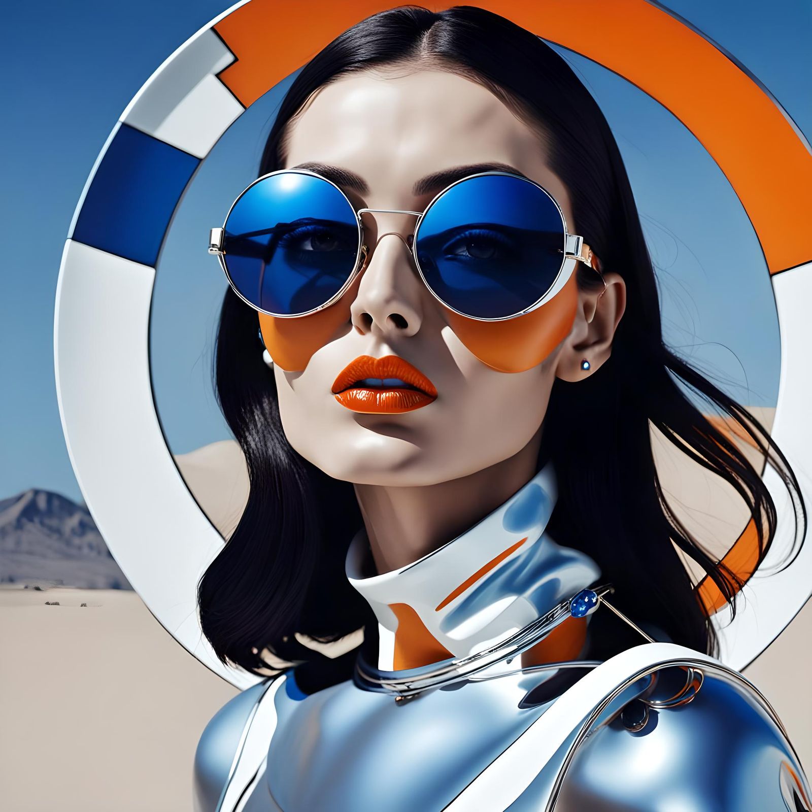 Pop Art Woman with Geometric Details