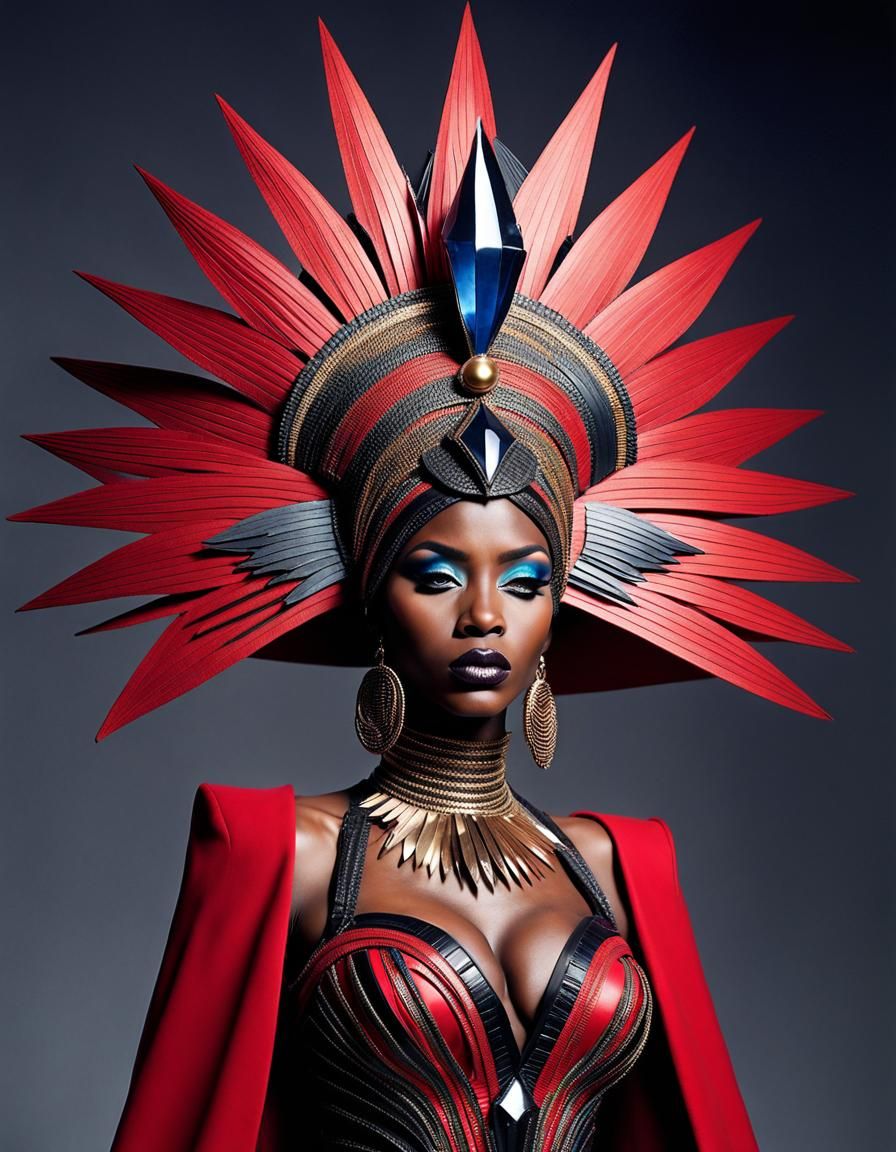 African Queen in Avant-Garde Fashion
