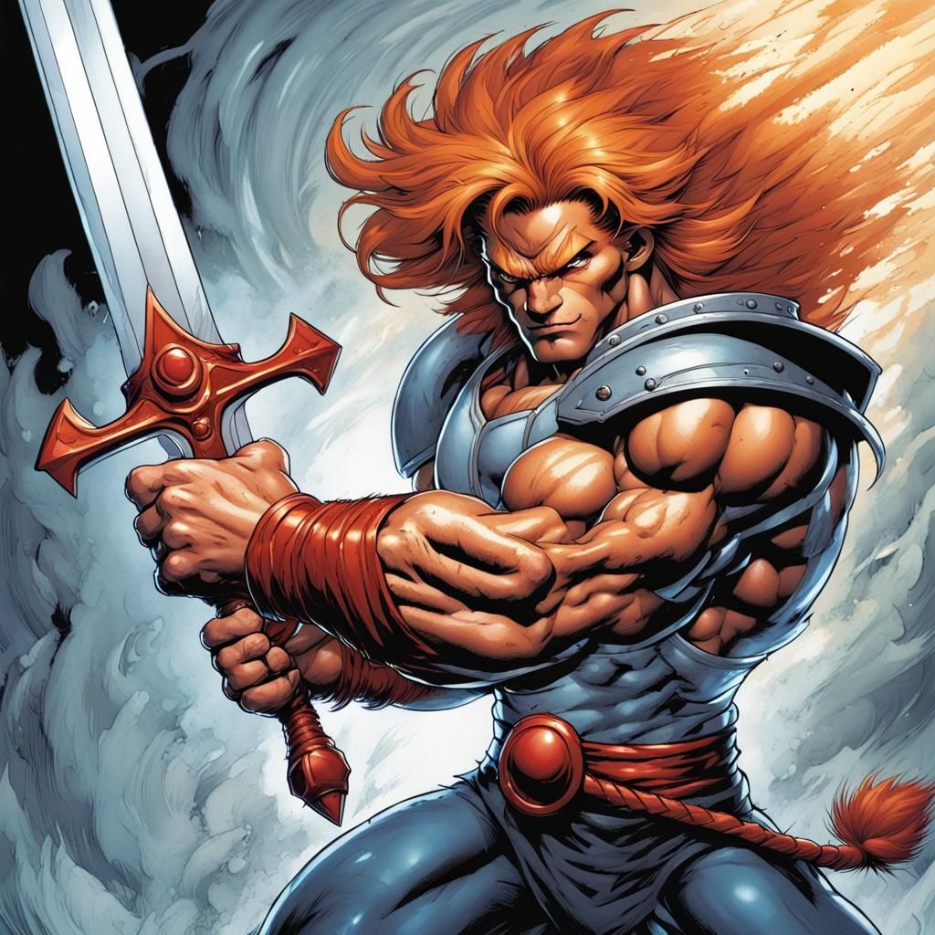 Lion-O Inspired Warrior Wielding Sword of Omens