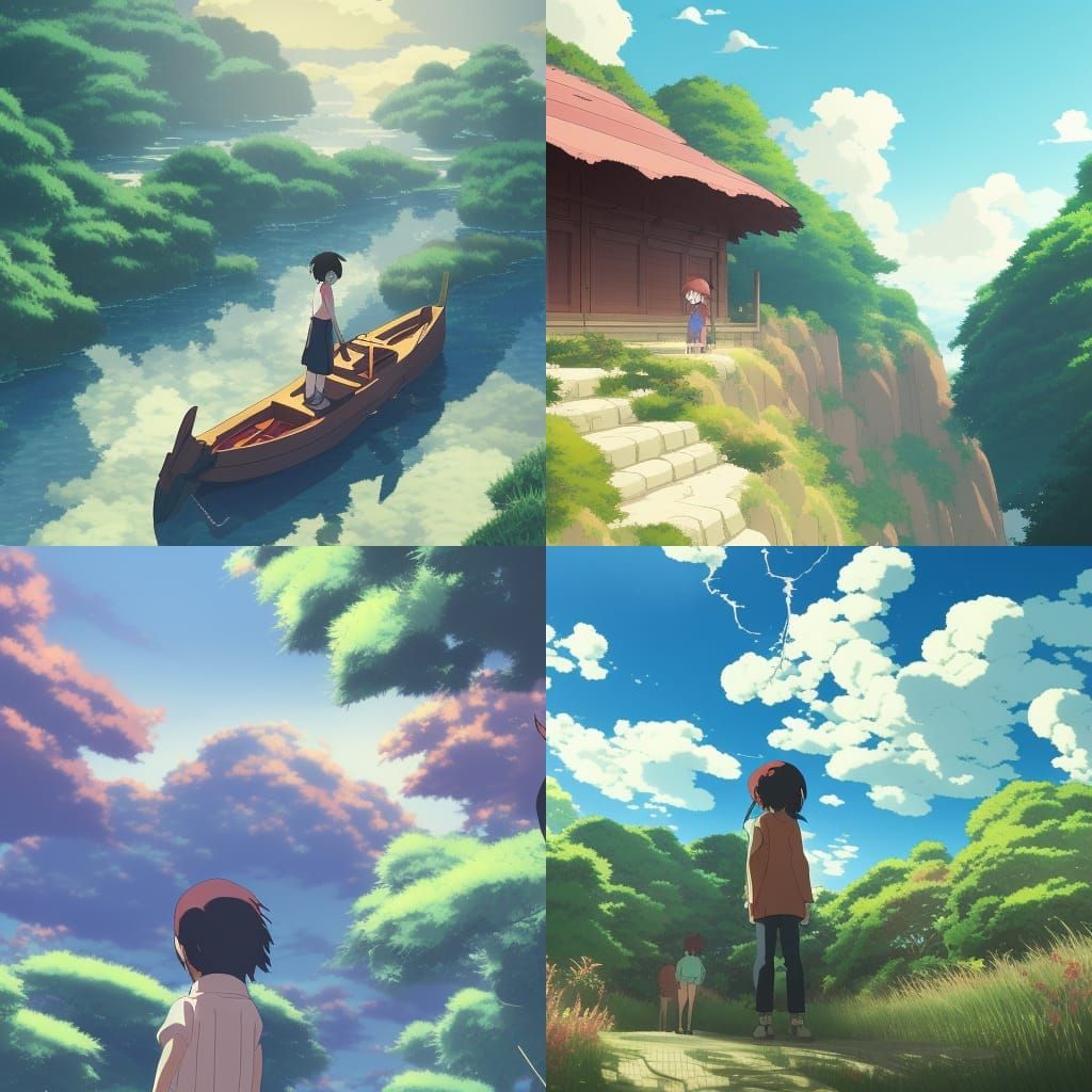 Tanjiro Kamado Anime Key Visual in Ghibli Style