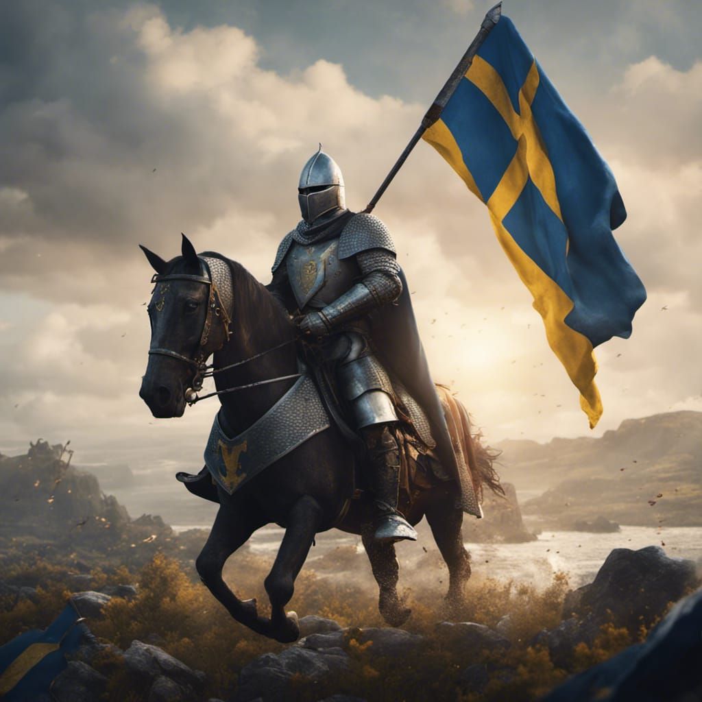 Swedish Knight Rides into Battle: Detailed Matte Painting