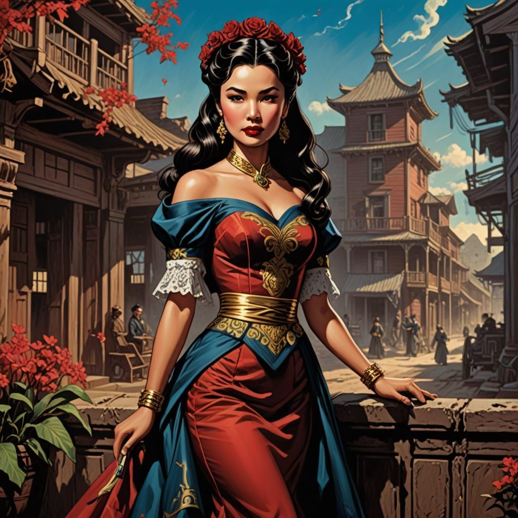 Asian Woman as Scarlett O’Hara in Comic Art