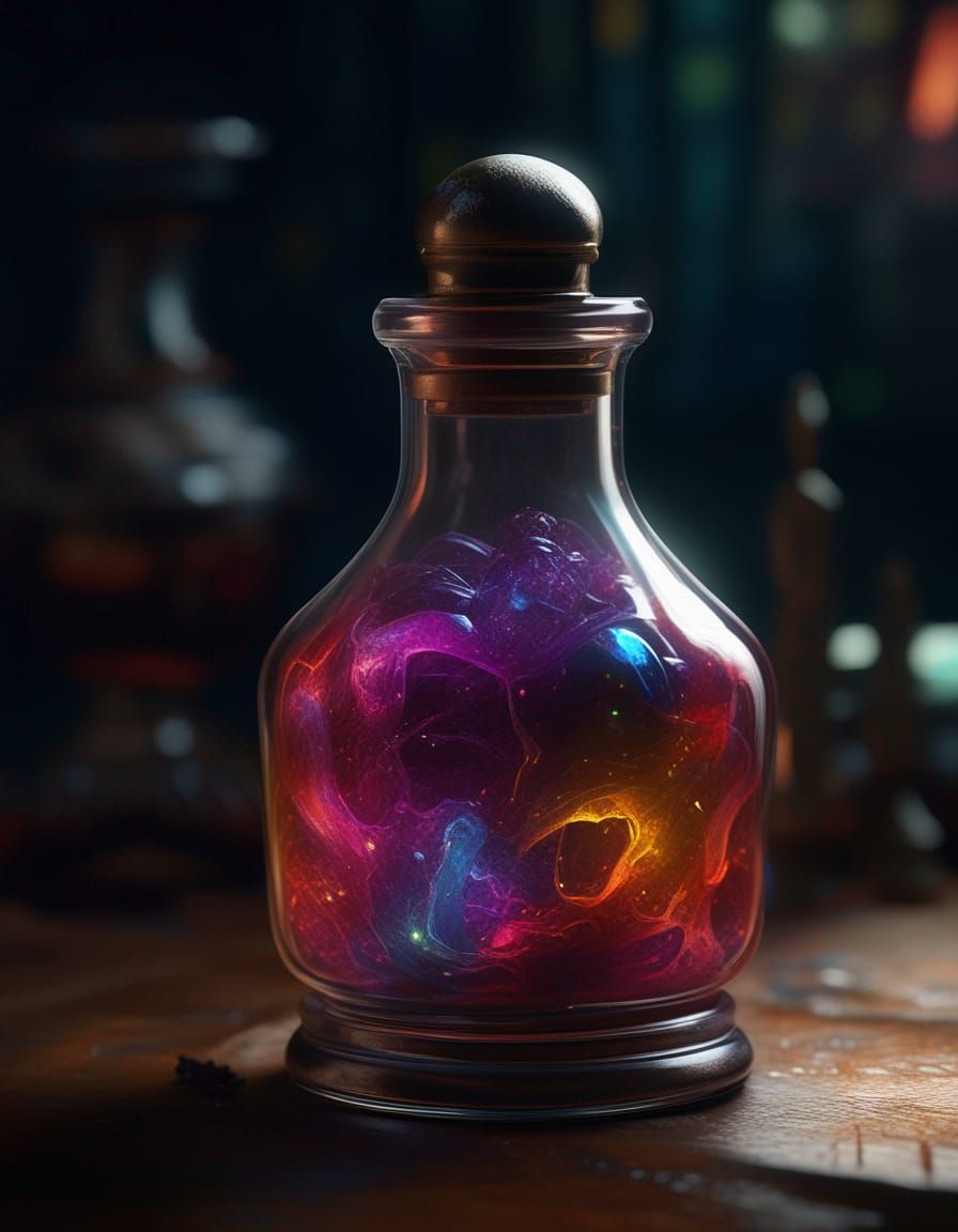 Detailed Magical Potion in Elegant Vial, Hyper-Realistic