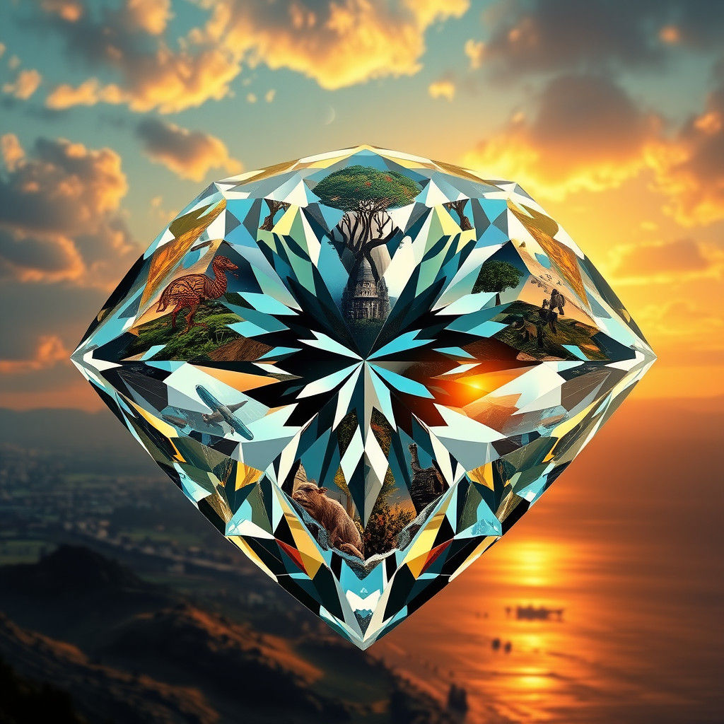 Crystalline Diamond with Reflections of Mysticism and Nature