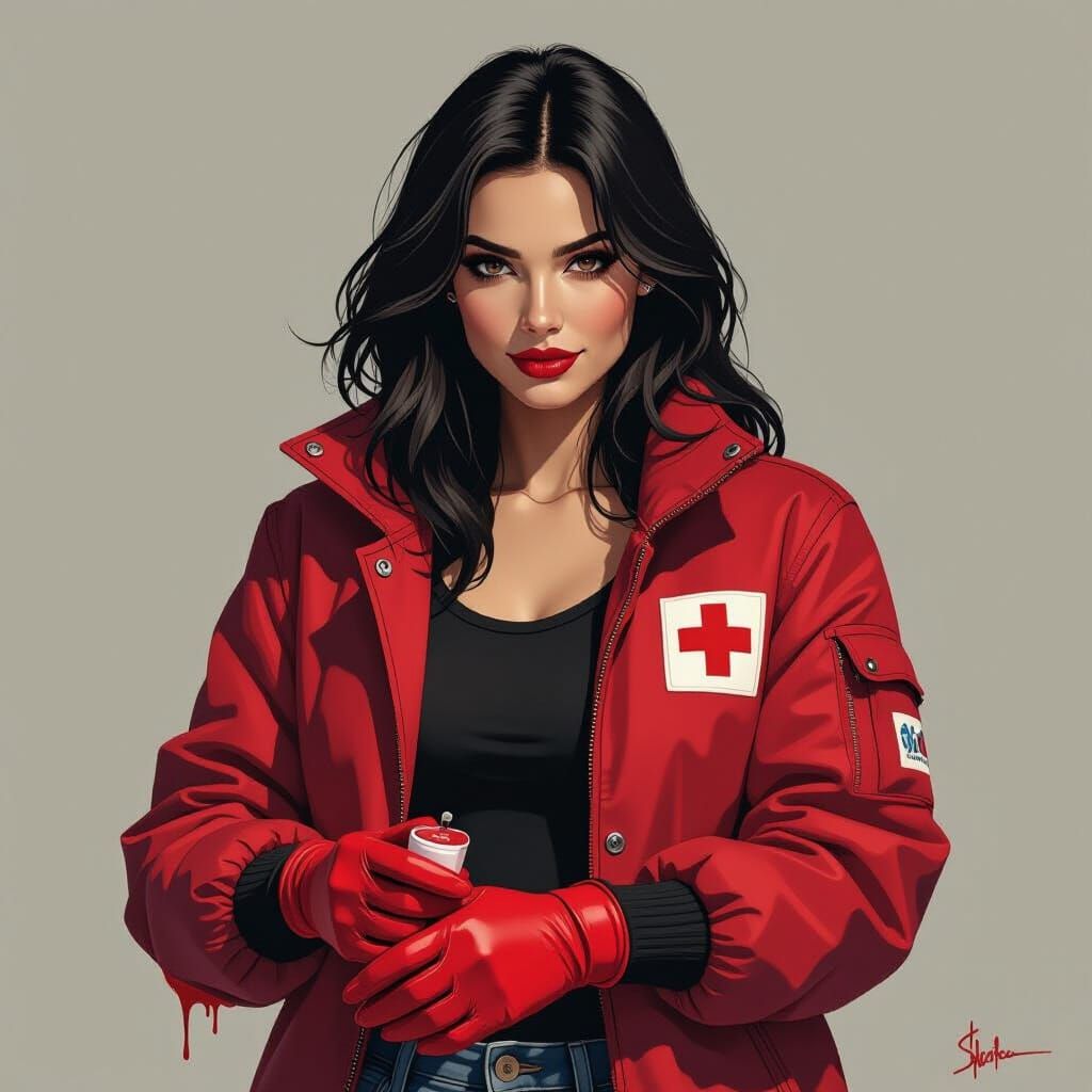 Vampire Volunteer Donating Blood in Noir Style