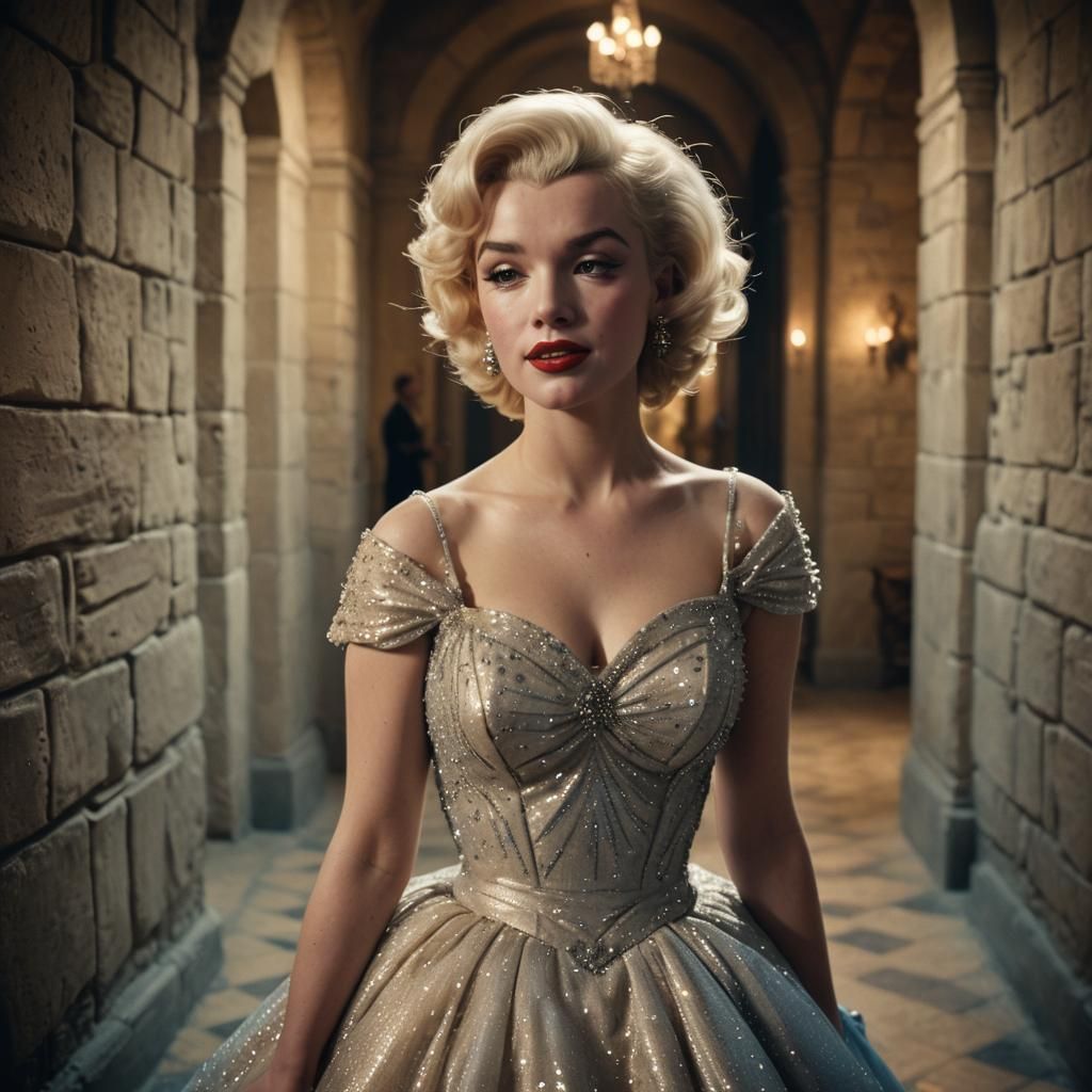 Marilyn Monroe as Cinderella in 1950s Film Noir Style
