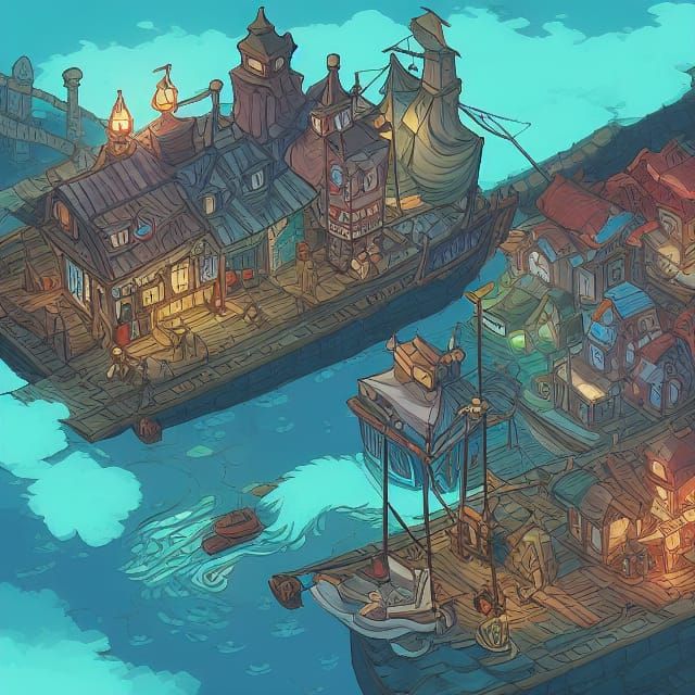 Cozy Pirate Seaport on Melee Island