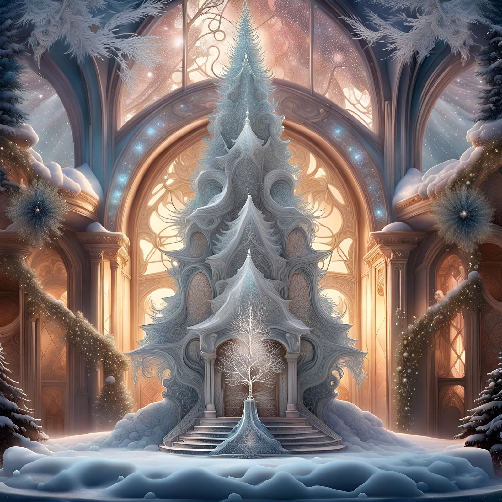 Diamond Christmas Tree Masterpiece in Art Nouveau Style