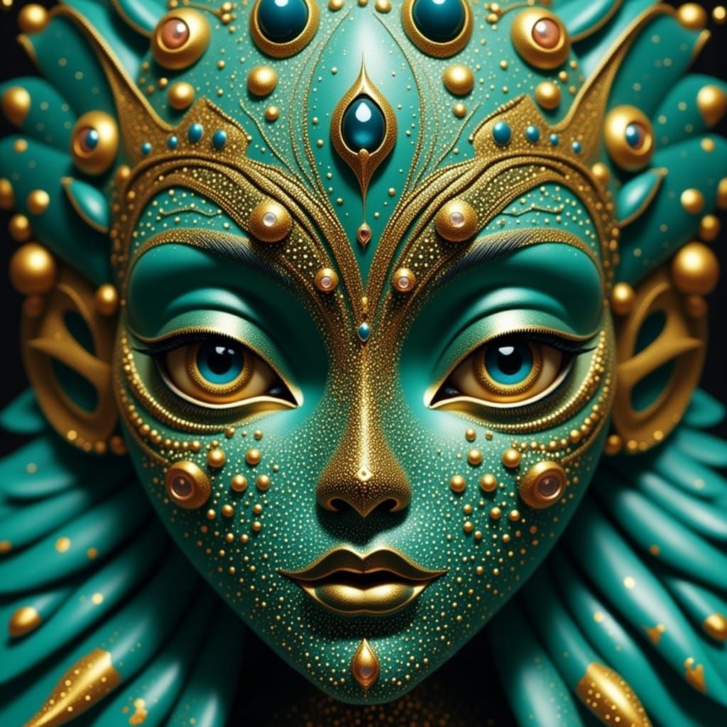 Art Deco Royal Crown in Teal and Gold