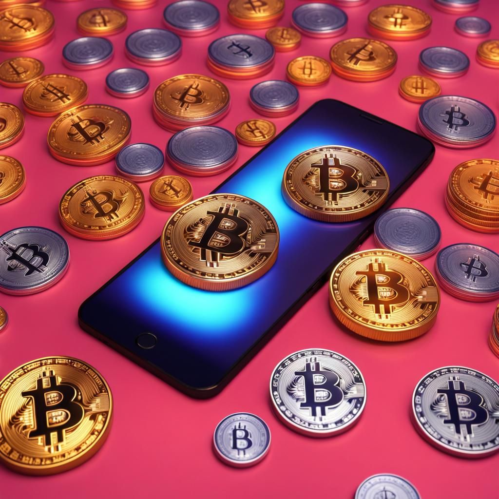 Bitcoin on Smartphone: 3D Digital Art