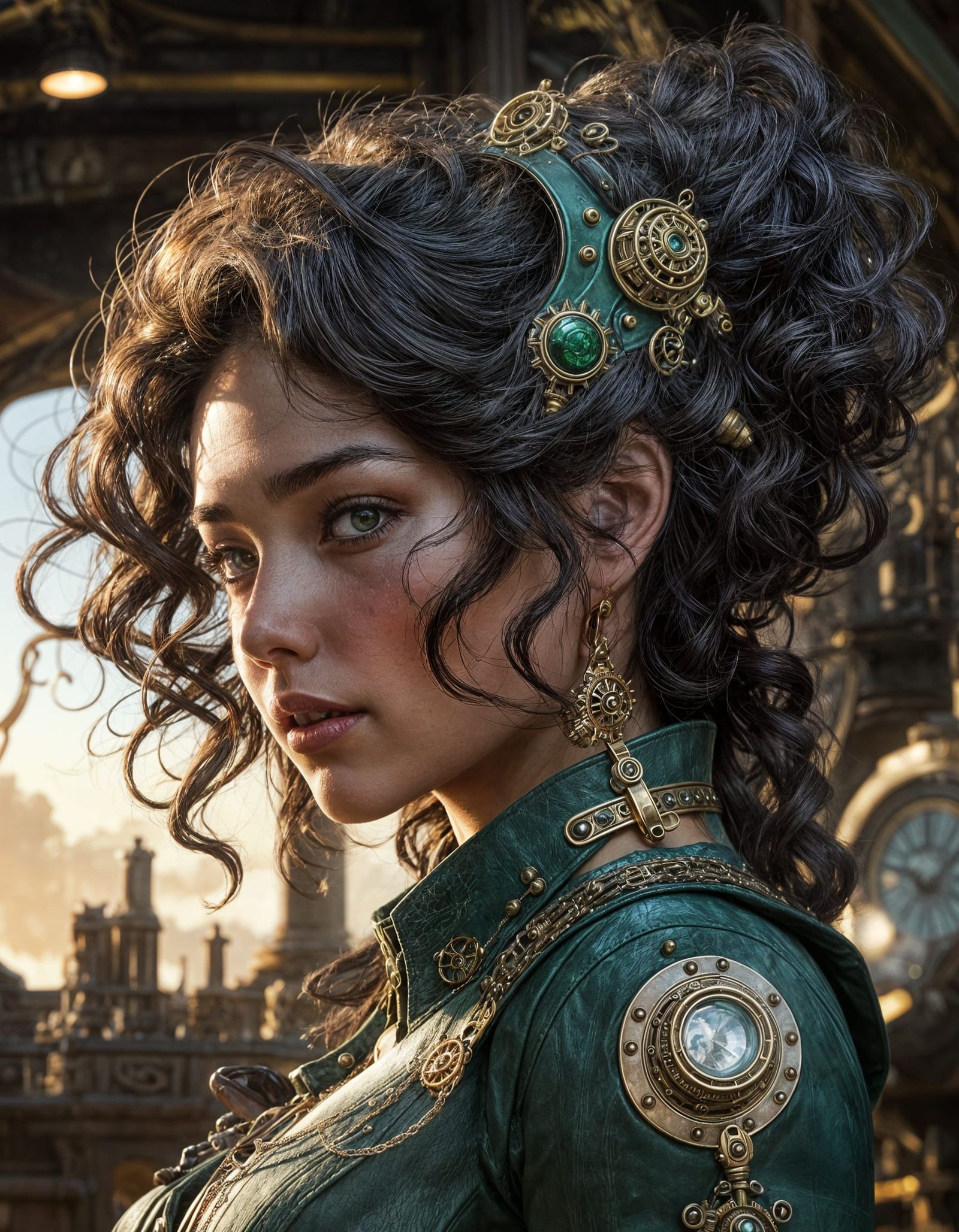 Steampunk Woman Revealed by Sunlight