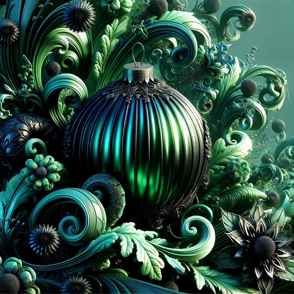 Emerald Christmas Bauble Amidst Gothic Foliage