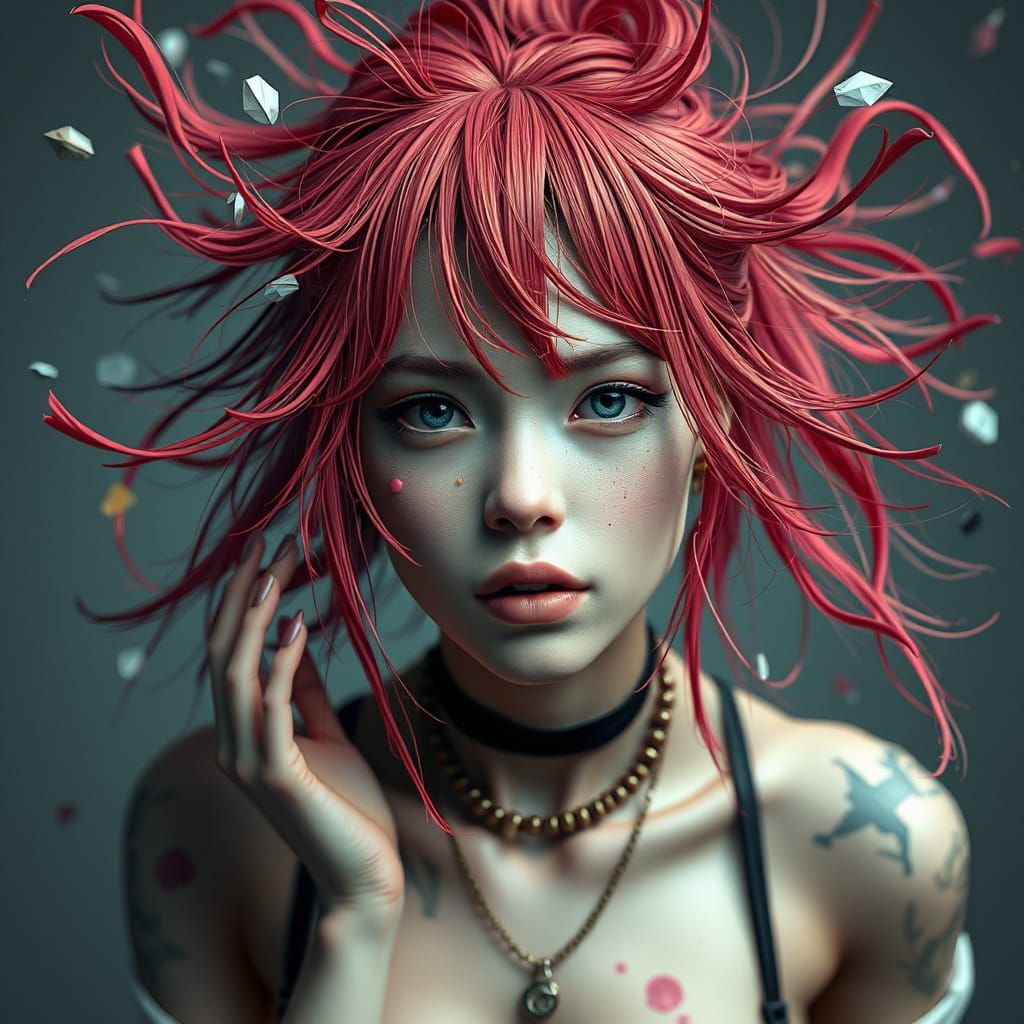 Hyperrealistic Portrait of a Chaotic Beauty