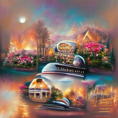 Tranquility Base Hotel and Casino in Kinkade Style