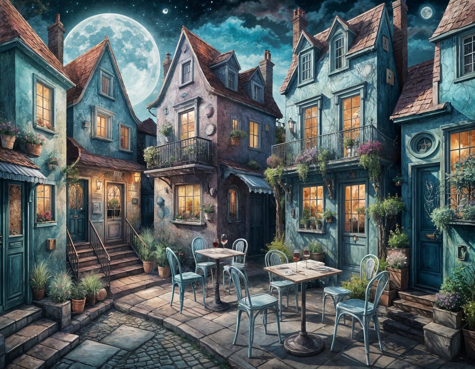 Whimsical Wine Bistro in Pop Surrealist Style