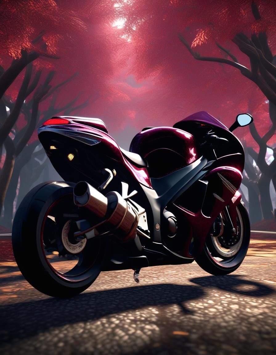 Black Cherry Hayabusa Suzuki in 3D Game Style