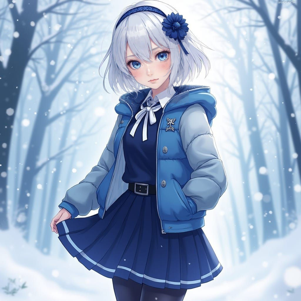 Elegant Genshin Impact-Inspired Woman with Short White Hair ...