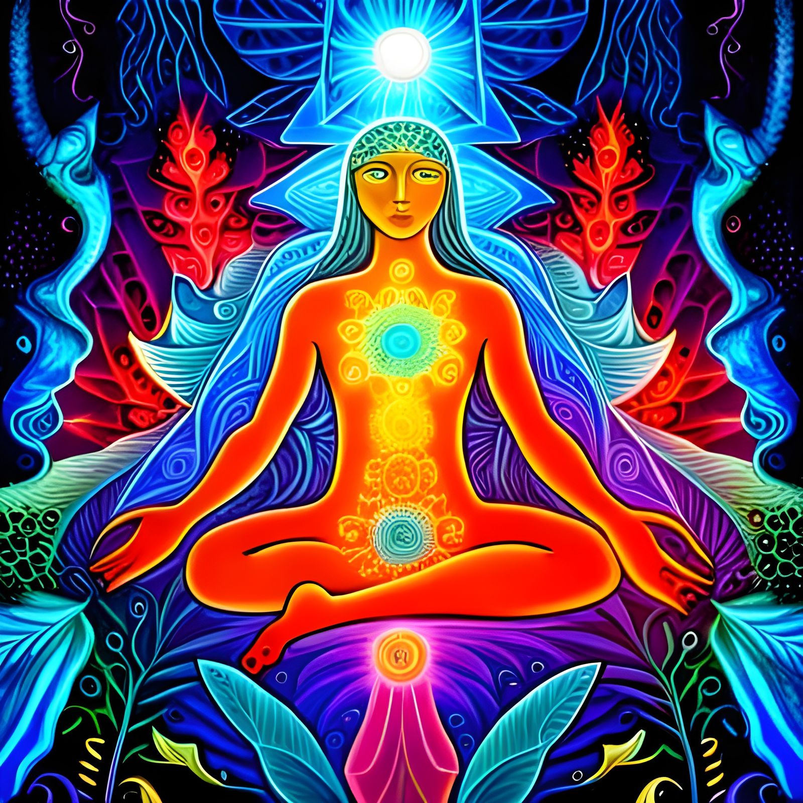 the spirit of ayahuasca, 8k resolution holographic astral cosmic illustration mixed media by Pablo Amaringo